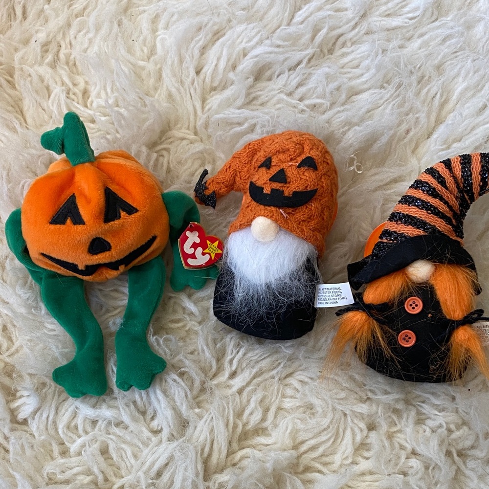 Halloween Gnome and Pumpkin Plush Set